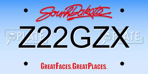 Z22GZX South Dakota License Plate