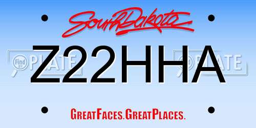 Z22HHA South Dakota License Plate