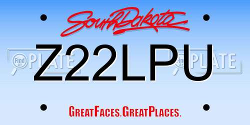 Z22LPU South Dakota License Plate