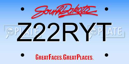 Z22RYT South Dakota License Plate