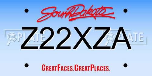 Z22XZA South Dakota License Plate