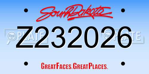 Z232026 South Dakota License Plate