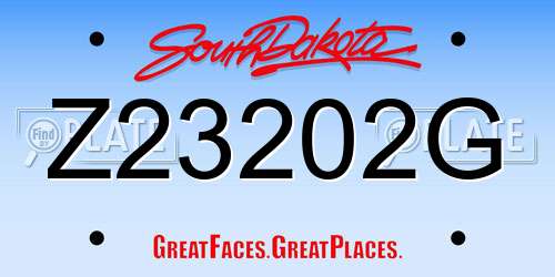 Z23202G South Dakota License Plate