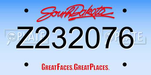 Z232076 South Dakota License Plate