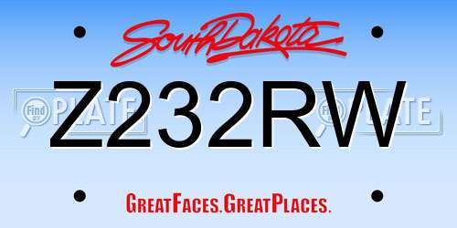 Z232RW South Dakota License Plate