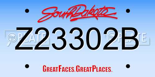 Z23302B South Dakota License Plate