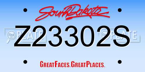 Z23302S South Dakota License Plate