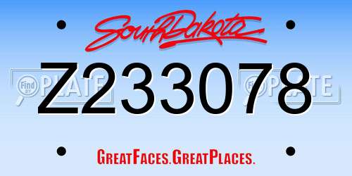 Z233078 South Dakota License Plate