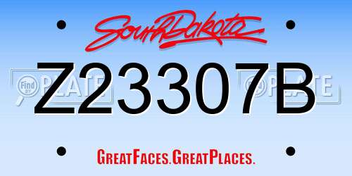 Z23307B South Dakota License Plate