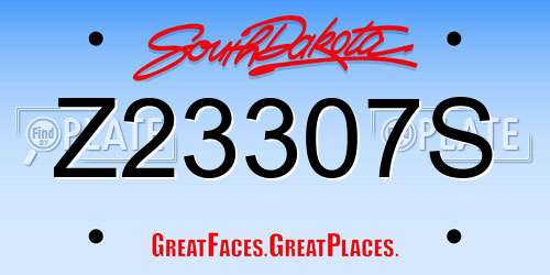 Z23307S South Dakota License Plate