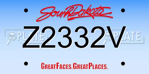 Z2332V South Dakota License Plate