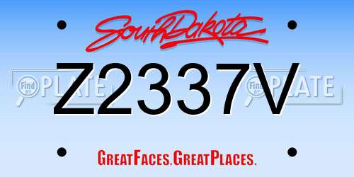 Z2337V South Dakota License Plate