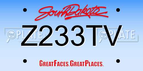 Z233TV South Dakota License Plate