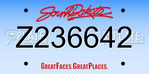 Z236642 South Dakota License Plate