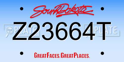 Z23664T South Dakota License Plate