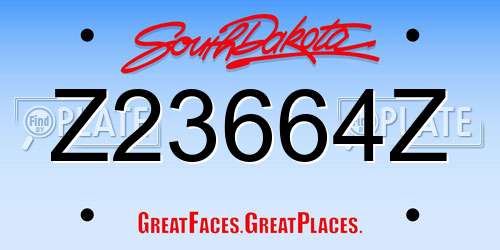 Z23664Z South Dakota License Plate