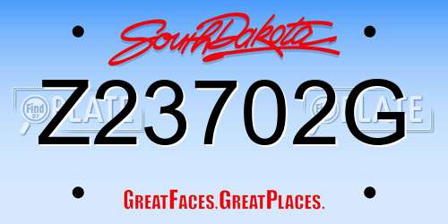 Z23702G South Dakota License Plate