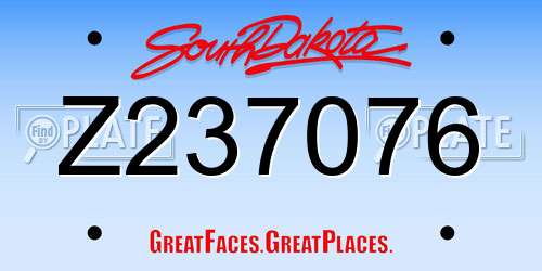 Z237076 South Dakota License Plate