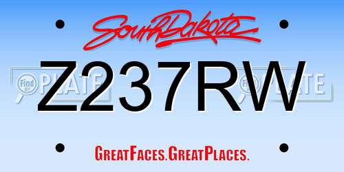 Z237RW South Dakota License Plate