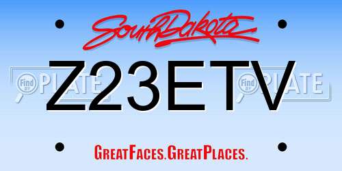 Z23ETV South Dakota License Plate