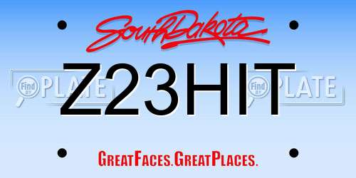 Z23HIT South Dakota License Plate