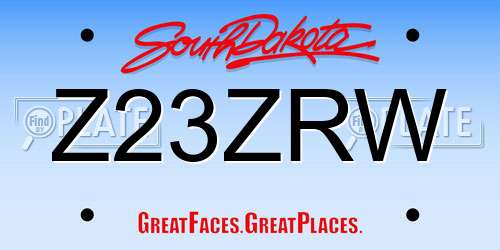 Z23ZRW South Dakota License Plate
