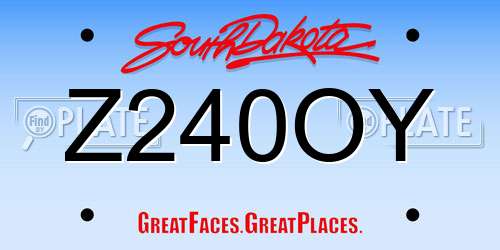 Z240OY South Dakota License Plate