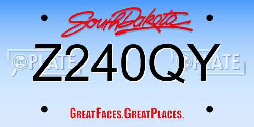 Z240QY South Dakota License Plate
