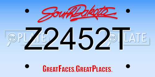 Z2452T South Dakota License Plate