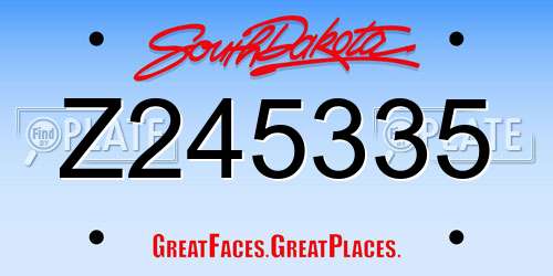 Z245335 South Dakota License Plate
