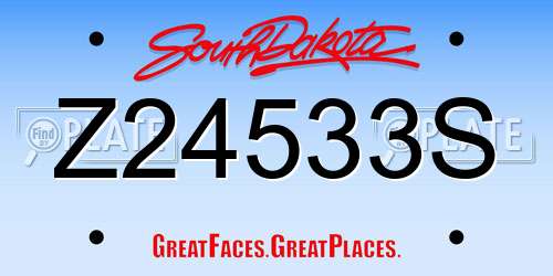 Z24533S South Dakota License Plate