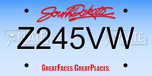 Z245VW South Dakota License Plate