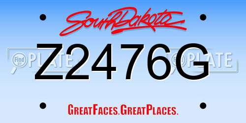 Z2476G South Dakota License Plate