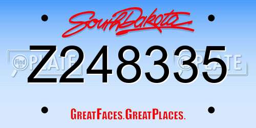 Z248335 South Dakota License Plate