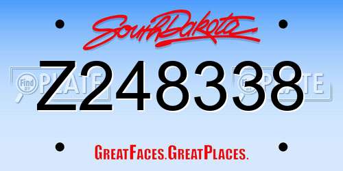 Z248338 South Dakota License Plate