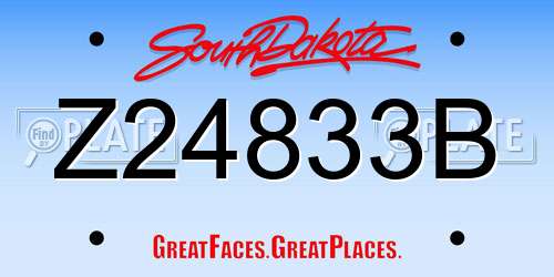 Z24833B South Dakota License Plate