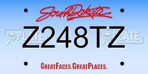 Z248TZ South Dakota License Plate