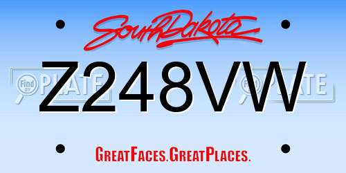 Z248VW South Dakota License Plate