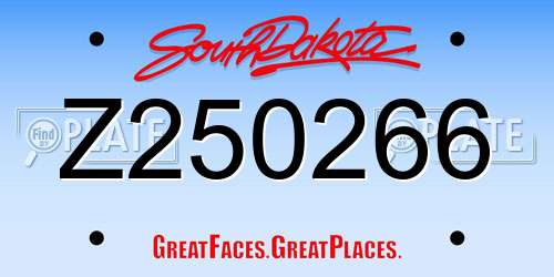 Z250266 South Dakota License Plate