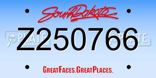 Z250766 South Dakota License Plate