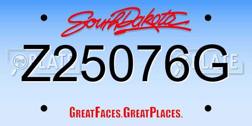 Z25076G South Dakota License Plate
