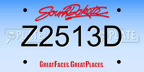 Z2513D South Dakota License Plate