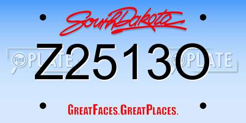 Z2513O South Dakota License Plate