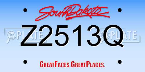 Z2513Q South Dakota License Plate