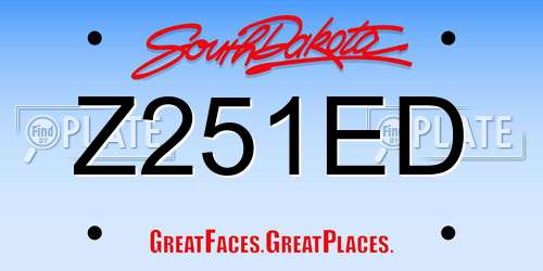 Z251ED South Dakota License Plate