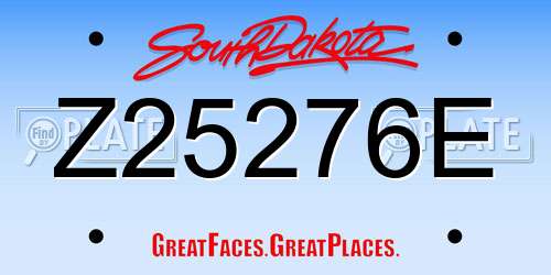 Z25276E South Dakota License Plate