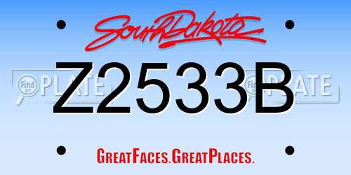 Z2533B South Dakota License Plate