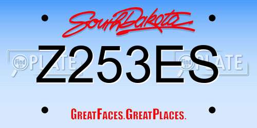 Z253ES South Dakota License Plate