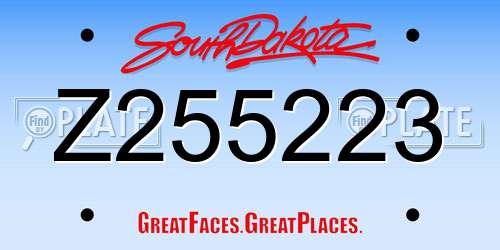 Z255223 South Dakota License Plate