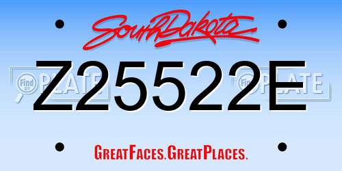 Z25522E South Dakota License Plate